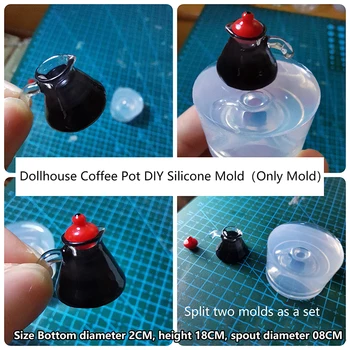 1 Комплект мини-форма 1:12 Куклена къща Миниатюрен кана за кафе Coffee САМ Силиконови форми и Аксесоари за кукла къща (само формата)