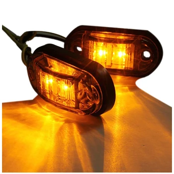 12/24 В 2 led странични габаритных фенер, Лампа за товарен автомобил с ремарке с електронна маркировка кехлибарен цвят