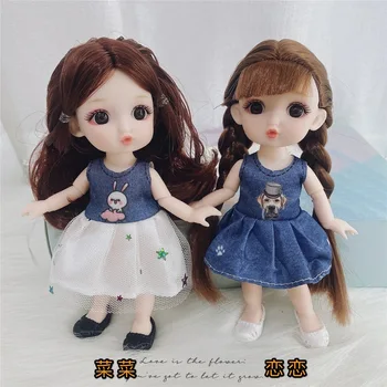 2 кукли BJD комплекти Мини 17 см 13 подвижни стави Мулти Кукли принцеси и дрехи за наряжания кукли Играчки САМ подаръци за рожден ден за момичета