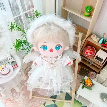 20 см Идол, детски памучен кукла с бели коси, статуетка за поръчка, Плюшени играчки, Сладки бебешки фенове, за събиране на подаръци