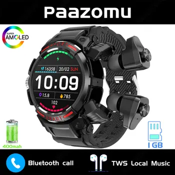 2023 Нови Мъжки Смарт часовник 3 в 1 със слушалки TWS AMOLED Bluetooth Слушалка Smartwatch С Високоговорител, на Тракера, Музикални Спортни Часовник