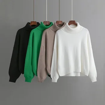 2023 Новият есенно-зимния пуловер с висока воротом, пуловер за жени