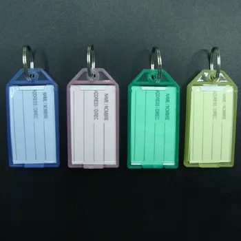 40 Бр. Багажная идентификация чанта, цветните пластмасови етикети, ключодържател, 4 различни на цвят, Прозорец за печат на етикети с клапа за багаж с трайни разъемным пръстен