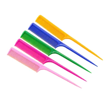 5 бр. пластмасов гребен, салонная четка за оформяне на Коса, гребен за коса в опашка с дълга дръжка (случаен цвят)