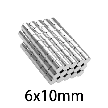 50-500 бр 6x10 mm Постоянен Магнит NdFeB N35 Неодимови Кръгли Магнити за Хладилник магнитни кръгли редки земи елементи 6*10 мм