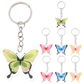 8 бр., ключодържател с метално покритие във формата на пеперуда, мультяшное Пръстен, Бижу, подвесная висулка във формата на пеперуда.