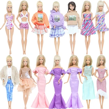 BJDBUS Модни дрехи за кукли Барби, мини-рокля за парти, зимни дрехи, палто, пола, 12 