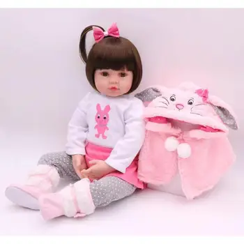 Bebe Reborn Силиконова кукла за цялото тяло, 48 см, Реалистична красива кукла, детска играчка, кукла-принцеса за момиче, Подаръци за Ден за защита на децата, рожден Ден