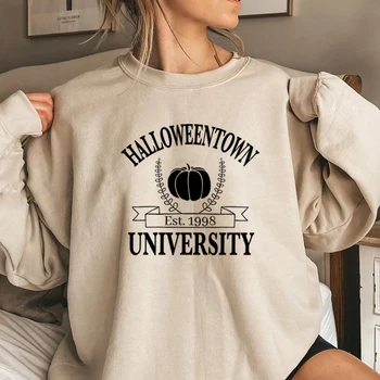 Hoody Halloweentown Halloweentown Est 1998 Пуловер Смешни Хелоуин Town Есенни Блузи Унисекс С Тиква Качулки на Хелоуин