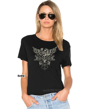 Korn Skull Wings Момичета младежи Черна тениска Нова група Merch Customize Tee Shirt20
