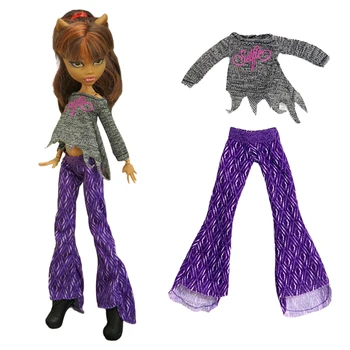 NK 1 Комплект, Модерен Случайни топ, лилави панталони за кукли Monster High, аксесоари за партита, облекло със собствените си ръце, Ежедневни облекла, играчка за момиче, подарък за дете
