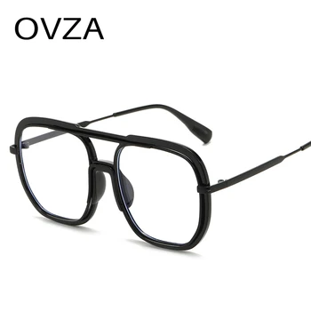 OVZA Модни Големи Очила В Рамки За Жени, Антирадиационные Очила За Мъже, Квадратна Голяма Дограма, Сини, светли точки S1211