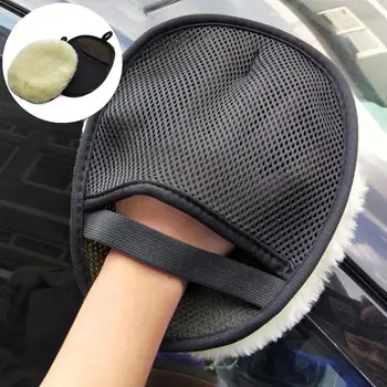 Автомобилен инструмент 1бр Кърпа за почистване на автомобила Дизайн Дантела Еластична лента Фиксиране на Изкуствен Руно Ръкавици за миене на колата Домакински принадлежности