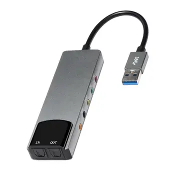 Адаптер звукова карта USB, конвертор стерео звукова карта, аудиоадаптер от алуминиева сплав, Външна звукова карта за лаптоп, настолни компютри
