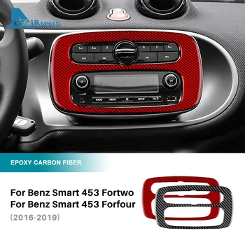 В момента меко въглеродни влакна за Mercedes Benz Smart 453 Fortwo/Forfour 2016 2017 2018 2019 Автомобилен Център за Управление на CD Панел Рамка Стикер