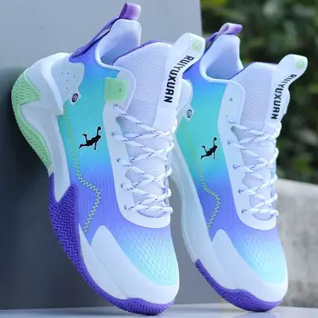 Висококачествени пролетни мъжки баскетболни обувки 2023 г., модни цветни нескользящие обувки, Дишаща износостойкая баскетболни обувки