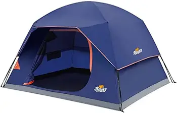 Водоустойчив къмпинг палатки за 6-8 души, ветроупорен, лесно приспособима, Голяма семейна куполна палатка с подвижна горна част, големи мрежести прозорци от дъжд