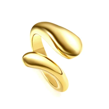 Гладка Топка Мъниста от неръждаема Стомана, пръстени За жени, Мъже, Златен пръстен с отворен пръст, Геометрична Сватбена двойка, Естетически декорации