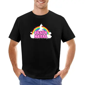 ДЕТ МЕТЪЛ! (Забавен еднорог / Дизайн пародия на Дъгата Мос) Тениска, тениска с аниме, обикновена тениска, мъжки ризи