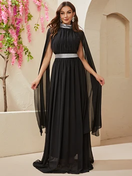 Дамски Шалове YISIKADO С ръкави-дъждобран с имитация на шията, Шифоновое Вечерна рокля, Елегантни Вечерни рокли