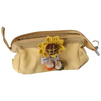Жълт молив случай, скъпа чанта за дръжки във формата на слънчоглед, каса за канцеларски материали