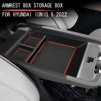 За Hyundai IONIQ 5 2021 + Подлакътник Кутия За Съхранение Органайзер За Прибиране на Черно Конзола Авто Тава Централните Аксесоари L7U9