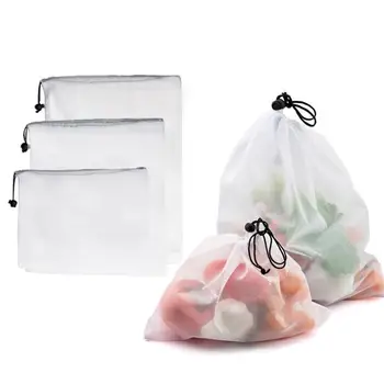 За многократна употреба на Окото Хранителни Чанти, Миещи Екологично Чисти, Прозрачни Леки Мрежести торбички с Нулев Обем За Съхранение на покупки на плодове И зеленчуци