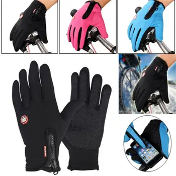 Зимни мъжки ръкавици, топли спортни ръкавици със сензорен екран, риболов, Брызгозащищенные Ски, Армейски Колоездене, Сноуборд, нескользящие дамски ръкавици с цип