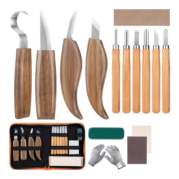 Инструменти за дърворезба, Определени за рендосване, Определени за обработка на дървесина, Комплект за рендосване, Луксозни комплекти лъжици и ножове за рязане, подходящ за начинаещи