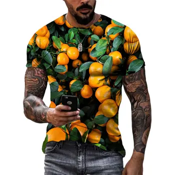 Интересен изключителен дизайн, Тениски с изображение на плодове и зеленчуци, Мъжки летни модни ежедневни тениски с 3D-принтом и кръгло деколте, върхове