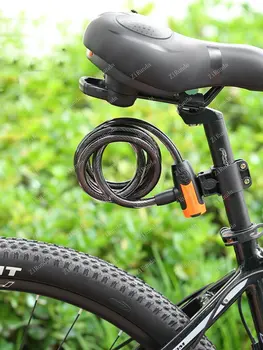 Кабелен заключване за планински велосипед, ключ с фиксирани електрически парола, Защита от кражба с монтаж за монтиране на стена, за заключване на велосипед за скутер