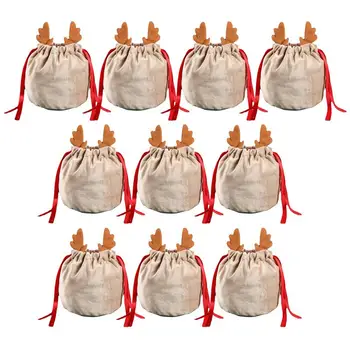 Коледни Торбички Малки 10 Бр Санта Саквояжи На Съвсем Малък Коледни Торбички За Многократна Употреба От Кадифе Подарък Пакети За Подарък Лакомство, Конфетных Закуски
