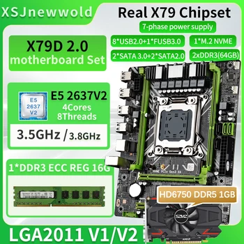 Комплект дънната платка X79D2.0 с процесора E5 2637V2 и оперативна памет DDR3 REG 1 * 16 GB И графична карта HD6750 DDR5 1gb NVME M. 2 SATA 3.0