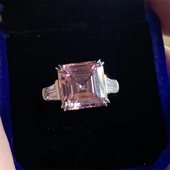 Кройката Asscher, 6-каратный лабораторен топаз, Диамант пръстен от сребро 925 проба, вечерни сватбени пръстени за жени, Мъжки бижута за годеж