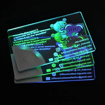 Луксозна визитка Linli С ЛОГОТО на поръчка, Акрилна led визитка, Персонални Лазерно гравиране, Уникална светлинна визитка