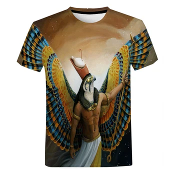 Лятна Нова Мъжка Тениска с 3D Принтом в стила на Древен Египетски Изкуството, Модни Ежедневни блузи в стил хип-хоп, Градинска риза в стил Харадзюку Оверсайз