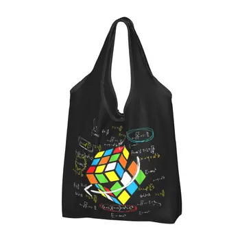 Математически кубче на Рубик, шапки, чанта за пазаруване, дамски забавно пазарска чанта на рамото, чанта с голям капацитет