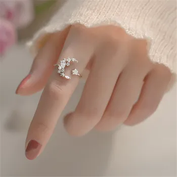 Модерен пръстен на пръста с циркониевой Звезда и Луна, За жени и момичета, Сватба парти, Перлена Декорация Y2K, подарък jz250