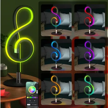 Настолна нощна лампа Smart RGB с музикалната ноткой, с Променящ се цвят, Настолна лампа с горивото приложение за декор прикроватной игри стая