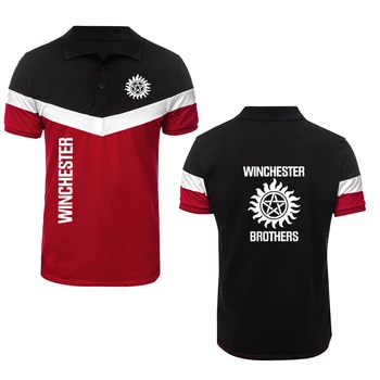 Нов мъжки модерен бизнес и ежедневни мъжка спортна риза-поло с лого, Winchester, Лятна висококачествена марка дрехи за мъже от 100% памук
