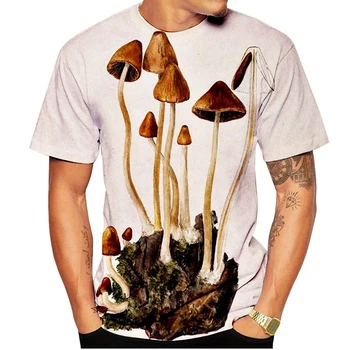 Нов списък от Мъжки/Дамски Реколта градинска тениска с 3D принтом Eat Mushrooms Къмпинг и къс ръкав, тениска Хипстерская