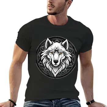 Нова тениска с логото на White Wolf, тениска оверсайз, къса реколта тениска, мъжки ризи