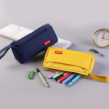 Обикновен прост дизайн, молив случай за студенти, Преносим Органайзер за канцеларски материали от плат Оксфорд, Подарък чанта за съхранение на химикалки за деца