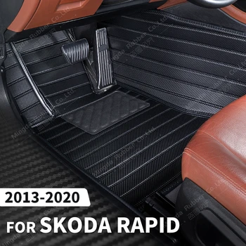 Обичай Подложки, изработени От Въглеродни Влакна За Skoda Rapid 2013-2020 14 15 16 17 18 19 Фута килими и Аксесоари За Интериора на Колата
