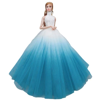 Официална рокля NK, 1 бр., нова рокля на Пепеляшка, синьо благородна сватбена рокля небесен цвят, рокля 1/6 за кукли Барби, подарък за детска кукла