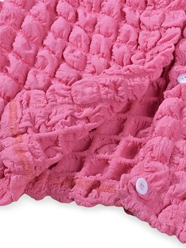 Розови комплекти от прагове-ковбоек за жени, ярко розови тоалети, Комплект с принтом Y2k, Съкратен топ, Облегающая мини-пола с дълъг ръкав, Ергенско парти