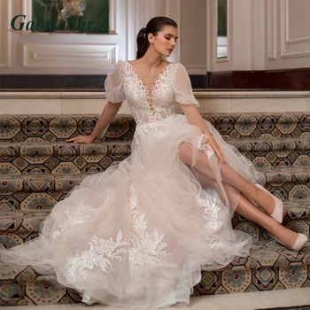 Сватбена рокля Gabriellar Classi Illusion, с Пищни ръкави, Струята 2022, Изящни Апликации, Vestidos De Новия