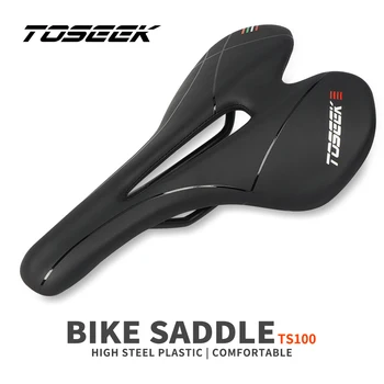 Седлото TOSEEK TS100 от пластмаса/PVC, Дишаща кожа, с Черно Седло Мтб, Аксесоари за Велосипед комфортен тип За мъже