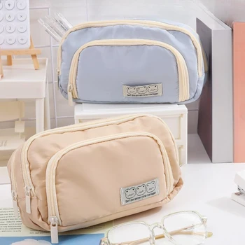 Стил Ins, эстетичная чанта за моливи с голям капацитет, ученически случаи, притежателят на канцеларски материали, чанта за моливи с цип, ученически пособия за момичета