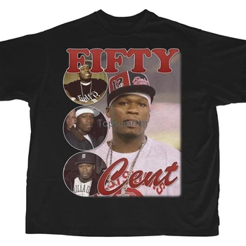 Тениска 50 Cent Bootleg Рап Tee С къс ръкав, Унисекс, черен тениска в ретро стил